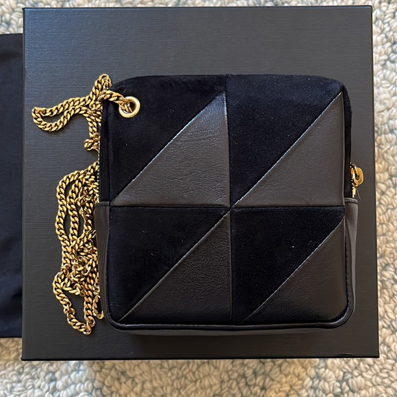 YSL Saint Laurent Jamie Cube Molly Suede Nero/Nero bag - Picture 3 of 11